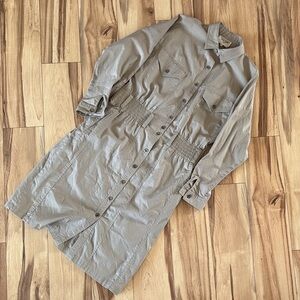 Vintage khaki/ beige cotton button down long sleeve dress